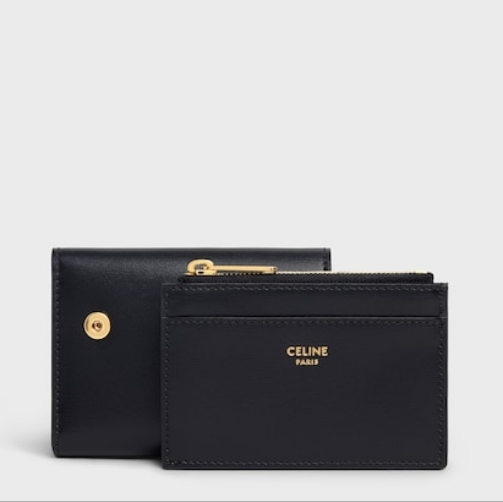 LIKE NEW!!! CELINE COMPACT WALLET WITH COIN TRIOMPHE IN Shiny Calfskin TRIFOLD - Picture 6 of 16